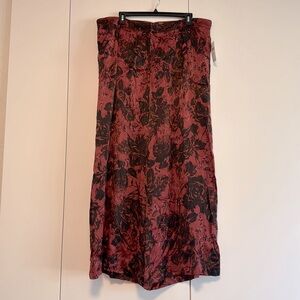 Anthropologie Size 16W Wide Leg Pleated Trousers Red Black Floral New NWT